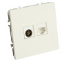 Розетка TV + компьютерная RJ-45 (механизм), STEKKER, серия Эмили, RST00-5106-01, белый фарфор, soft touch  49872