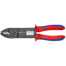 Пресс-клещи для резки и зачистки кабеля, 3 гнезда для обжима, L-240 мм, чёрные, 2-комп. рукоятки (KNIPEX)