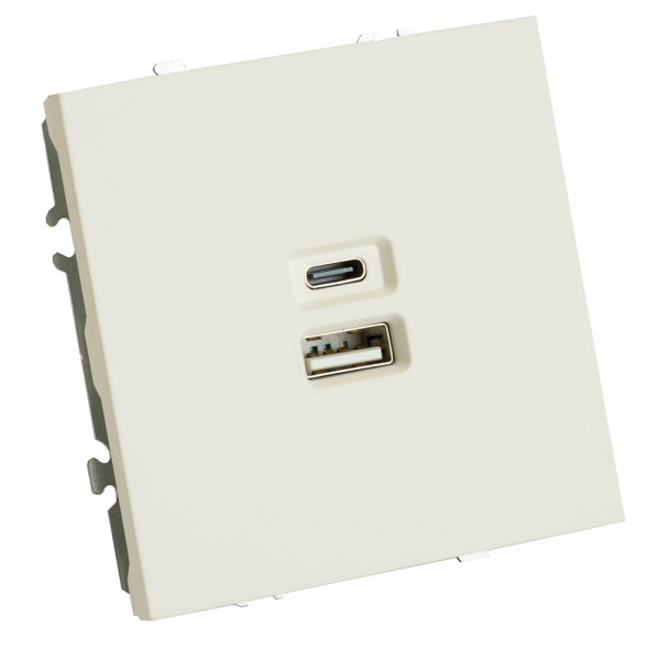 Розетка 2-местная USB + Type C (механизм), STEKKER, 250В, 20W, серия Эмили, RST10-5115-01, белый фарфор, soft touch  49879