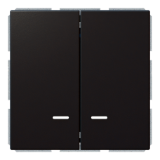 Выключатель 2-клавишный 10A с LED-подсветкой с клавишами - FD (черный матовый - soft touch), артикул FD3023NPBM