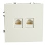 Розетка компьютерная 2-местная RJ-45 (механизм), STEKKER,  серия Эмили, RST00-5111-01, белый фарфор, soft touch  49874