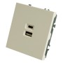 Розетка 2-местная USB + Type C (механизм), STEKKER, 250В, 20W, серия Эмили, RST10-5115-01, белый фарфор, soft touch  49879