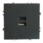 Розетка 2-местная USB + Type C (механизм), STEKKER, 250В, 20W, серия Эмили, RST10-5115-05, черный уголь, soft touch 49853