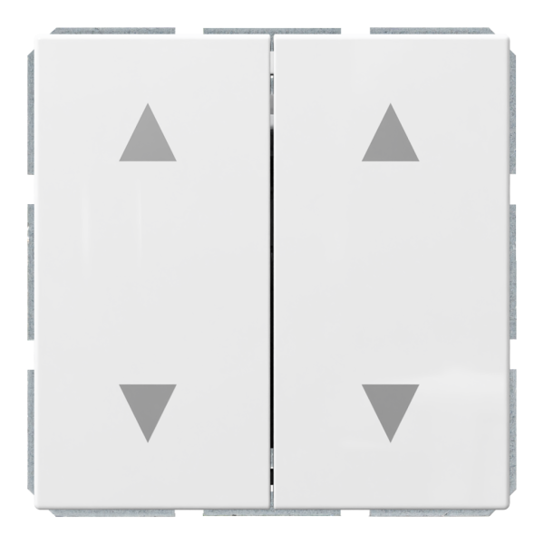 Кнопка 2-клавишная 10A в нейтральном положении, для штор с клавишей - FD (белый глянцевый), артикул FD3028W