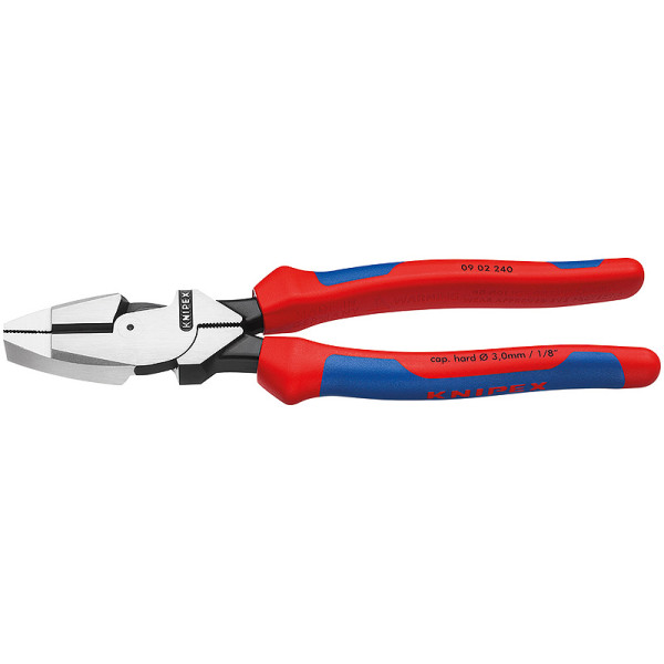 Плоскогубцы электромонтёра Lineman's Pliers, L-240 мм, чёрные, 2-комп. рукоятки (KNIPEX)