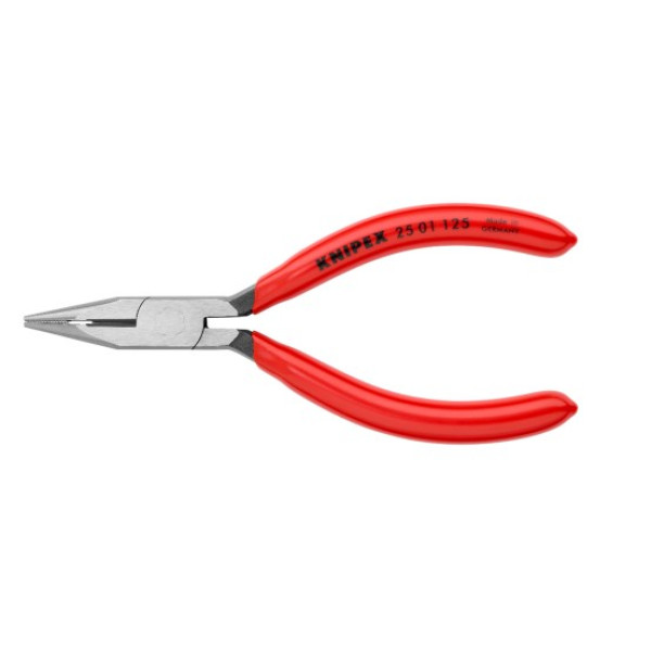Длинногубцы с режущими кромками, полукруглые прямые губки, L-125 мм, чёрные, обливные рукоятки (KNIPEX)