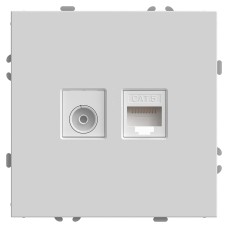 Розетка TV + компьютерная RJ-45 (механизм), STEKKER, серия Эмили, RST00-5106-01, белый фарфор, soft touch  49872