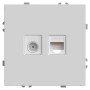 Розетка TV + компьютерная RJ-45 (механизм), STEKKER, серия Эмили, RST00-5106-01, белый фарфор, soft touch  49872