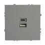 Розетка 2-местная USB + Type C (механизм), STEKKER, 250В, 20W, серия Эмили, RST10-5115-10, платиново-серый, soft touch 49957