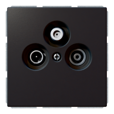 Розетка TV-FM-SAT проходная с накладкой - FD (черный матовый - soft touch), артикул FD6207PBM