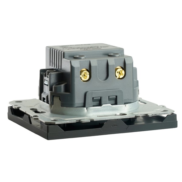 Розетка 2-местная USB + Type C (механизм), STEKKER, 250В, 20W, серия Эмили, RST10-5115-05, черный уголь, soft touch 49853