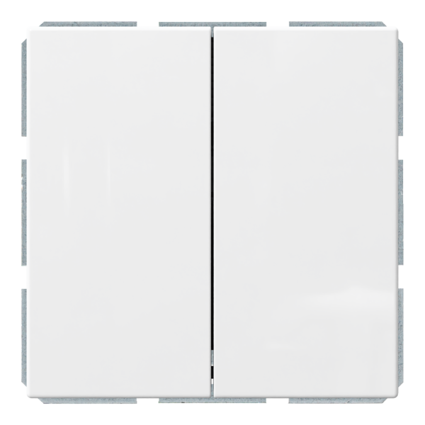 Выключатель 2-клавишный 10A проходной с клавишами - FD (белый глянцевый), артикул FD3022W