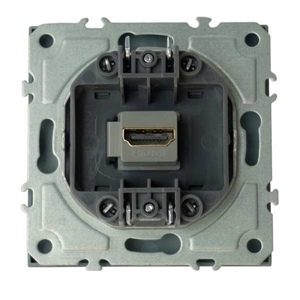 Розетка HDMI 2.0 Type A (механизм), серия Эмили, STEKKER, RST00-5118-10, платиново-серый, soft touch 50170