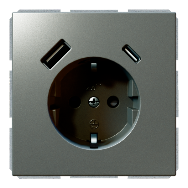 Розетка SCHUKO® с зарядным USB-интерфейсом 25Вт (A+C) - FD (никель), артикул FD5501USB-25NI