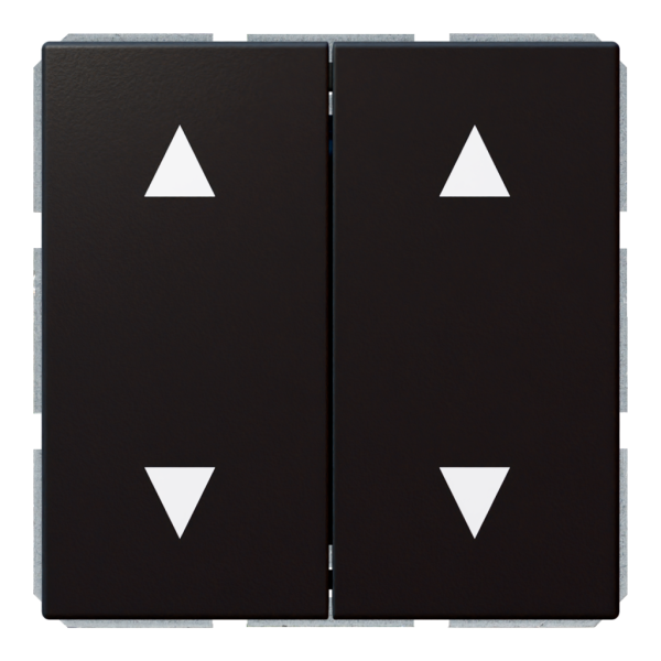 Кнопка 2-клавишная 10A в нейтральном положении, для штор с клавишей - FD (черный матовый - soft touch), артикул FD3028PBM