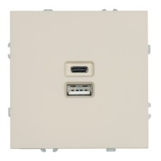 Розетка 2-местная USB + Type C (механизм), STEKKER, 250В, 20W, серия Эмили, RST10-5115-08, кашемир, soft touch 49905