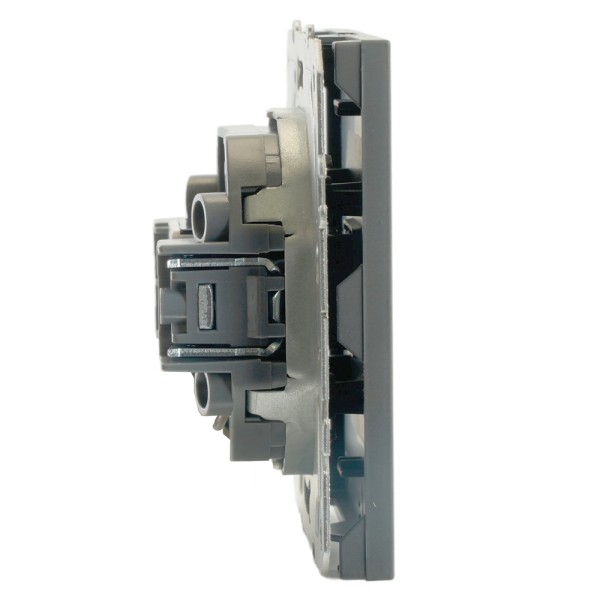 Розетка компьютерная 1-местная RJ-45 (механизм), STEKKER, серия Эмили, RST00-5117-05, черный уголь, soft touch  49847