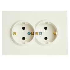 Розетка 2-местная с защитной шторкой, STEKKER, с/з, 250В, 16А, серия Эмили, RST16-5114-01, белый фарфор, soft touch  49882