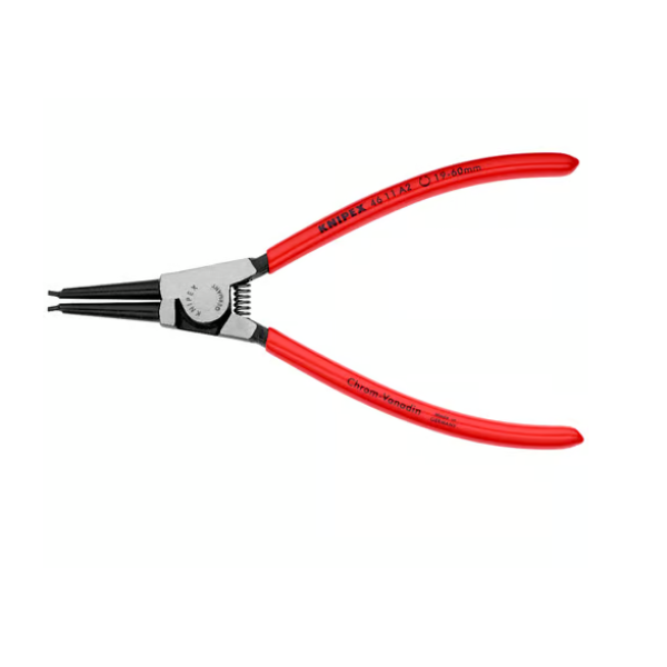 Щипцы для внешних стопорных колец, прямые губки, L-180 мм, Cr-V, чёрные, обливные рукоятки (KNIPEX)