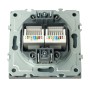 Розетка компьютерная 2-местная RJ-45 (механизм), STEKKER, серия Эмили, RST00-5111-10, платиново-серый, soft touch 49952