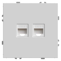 Розетка компьютерная 2-местная RJ-45 (механизм), STEKKER,  серия Эмили, RST00-5111-01, белый фарфор, soft touch  49874