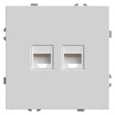 Розетка компьютерная 2-местная RJ-45 (механизм), STEKKER,  серия Эмили, RST00-5111-01, белый фарфор, soft touch  49874