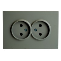 Розетка 2-местная с защитной шторкой, STEKKER, б/з, 250В, 16А, серия Эмили, RST16-5116-10 , платиново-серый, soft touch 49955