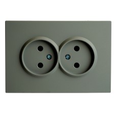 Розетка 2-местная с защитной шторкой, STEKKER, б/з, 250В, 16А, серия Эмили, RST16-5116-10 , платиново-серый, soft touch 49955
