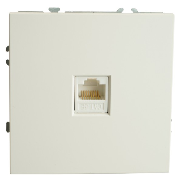 Розетка компьютерная 1-местная RJ-45 (механизм), STEKKER, серия Эмили, RST00-5117-01, белый фарфор, soft touch  49873