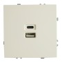 Розетка 2-местная USB + Type C (механизм), STEKKER, 250В, 20W, серия Эмили, RST10-5115-01, белый фарфор, soft touch  49879