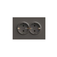 Розетка 2-местная с защитной шторкой, STEKKER, с/з, 250В, 16А, серия Эмили, RST16-5114-09, антрацит, soft touch 49934