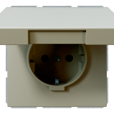 Розетка SCHUKO® 16A с крышкой и со шторками - FD (тауп матовый - soft touch), артикул FD5505PTM