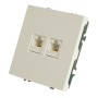 Розетка компьютерная 2-местная RJ-45 (механизм), STEKKER,  серия Эмили, RST00-5111-01, белый фарфор, soft touch  49874
