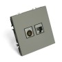 Розетка TV + компьютерная RJ-45 (механизм), STEKKER, серия Эмили, RST00-5106-10, платиново-серый, soft touch 49950
