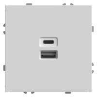 Розетка 2-местная USB + Type C (механизм), STEKKER, 250В, 20W, серия Эмили, RST10-5115-01, белый фарфор, soft touch  49879