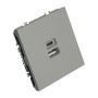 Розетка 2-местная USB + Type C (механизм), STEKKER, 250В, 20W, серия Эмили, RST10-5115-10, платиново-серый, soft touch 49957