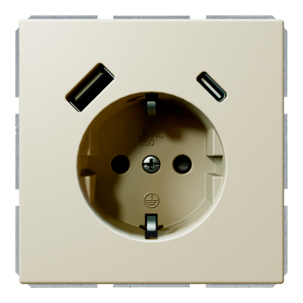 Розетка SCHUKO® с зарядным USB-интерфейсом 25Вт (A+C) - FD (сахара), артикул FD5501USB-25SH