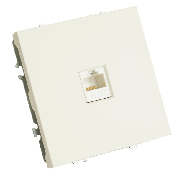 Розетка компьютерная 1-местная RJ-45 (механизм), STEKKER, серия Эмили, RST00-5117-01, белый фарфор, soft touch  49873