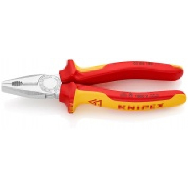 Плоскогубцы комбинир. VDE 1000V, L-180 мм, хром., 2-комп. рукоятки (KNIPEX)