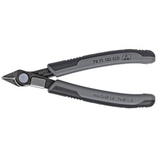 Бокорезы прецизионные Electronic Super Knips®, кромка без фаски, L-125 мм, антистатические, чёрные, 2-комп. рукоятки (KNIPEX)