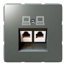 Розетка двойная компьютерная RJ45 cat 6 с накладкой - FD (никель), артикул FD6108NI