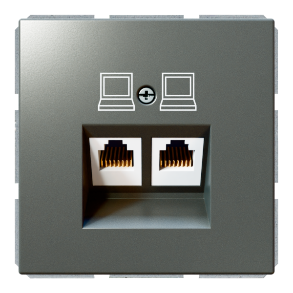 Розетка двойная компьютерная RJ45 cat 6 с накладкой - FD (никель), артикул FD6108NI