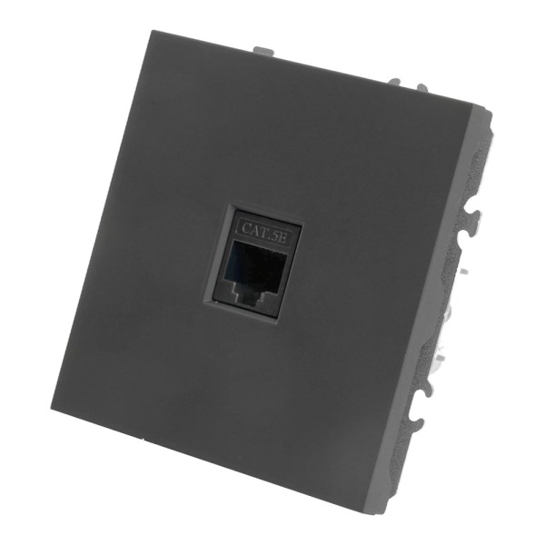 Розетка компьютерная 1-местная RJ-45 (механизм), STEKKER, серия Эмили, RST00-5117-05, черный уголь, soft touch  49847