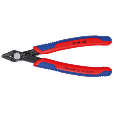 Бокорезы прецизионные Electronic Super Knips® кромка без фаски, L-125 мм, твёрдость 64 HRC, чёрные, 2-комп. рукоятки (KNIPEX)
