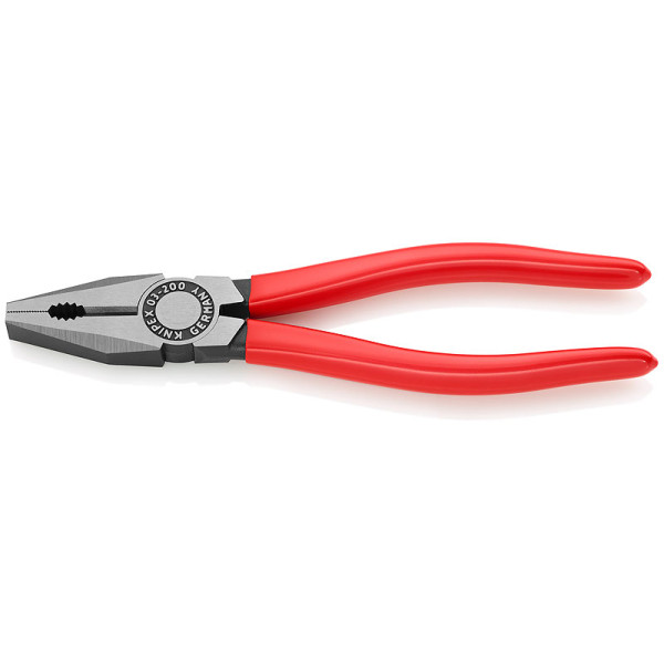 Плоскогубцы комбинированные, L-200 мм, чёрные, обливные рукоятки, SB (KNIPEX)
