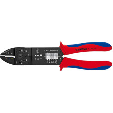 Пресс-клещи для резки и зачистки кабеля, 3 гнезда, обжим кабельных наконечников с изоляцией, L-240 мм, 2-комп. рукоятки (KNIPEX)