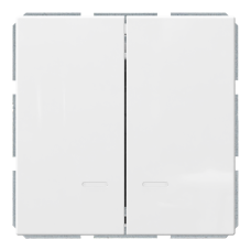 Выключатель 2-клавишный 10A с LED-подсветкой с клавишами - FD (белый глянцевый), артикул FD3023NW