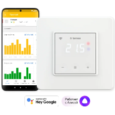 Терморегулятор для теплого пола  terneo sx,сенсорный, программируемый, с WIFI, цвет белый/слоновая кость