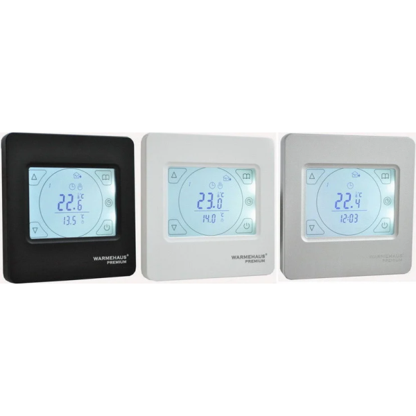 Программируемый терморегулятор теплого пола Warmehaus TouchScreen, черный