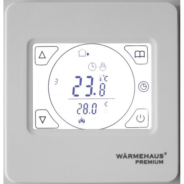 Программируемый терморегулятор теплого пола Warmehaus TouchScreen, серебро